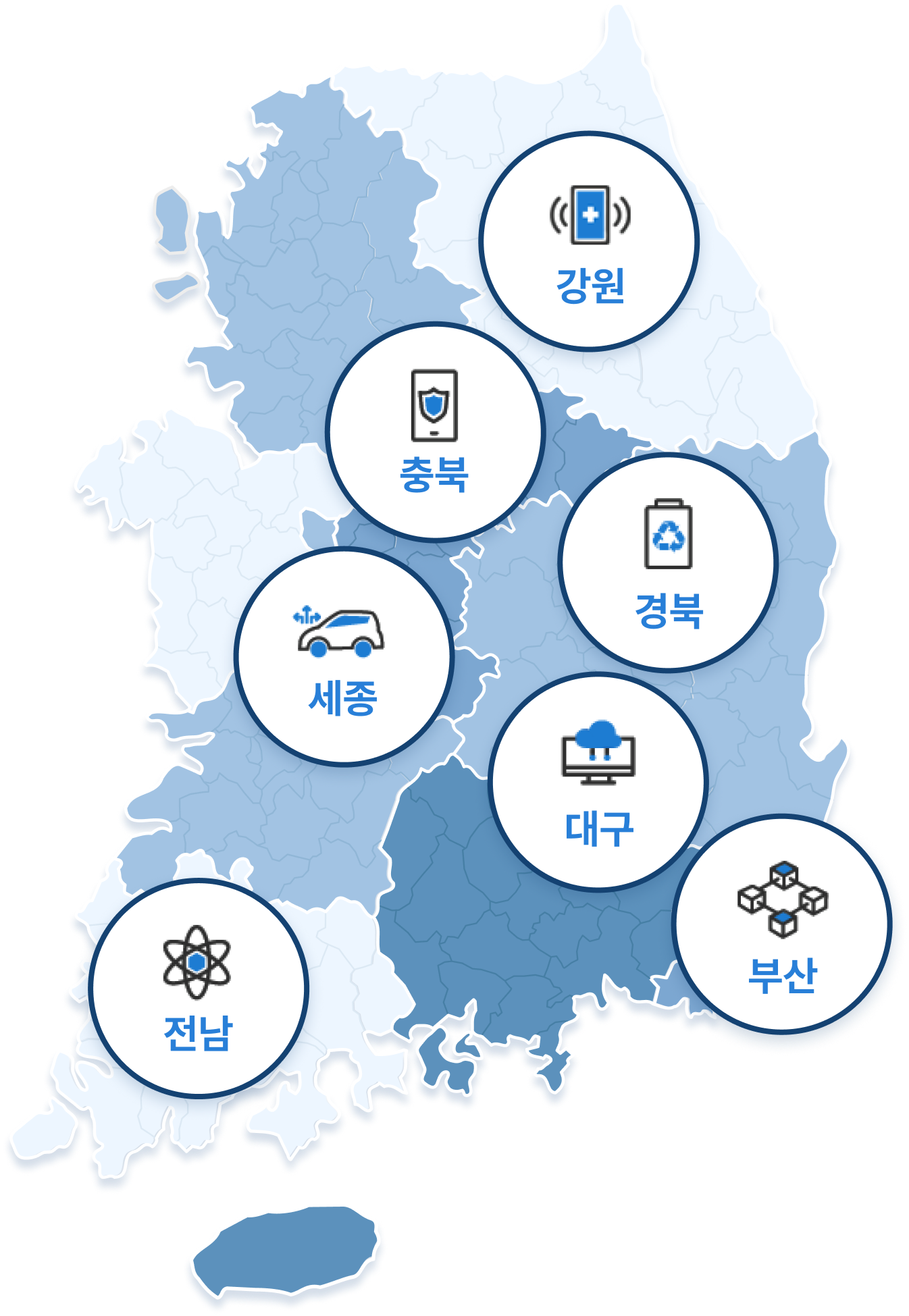 전국지도(강원, 대구, 전남, 충북, 경북, 부산, 세종)
